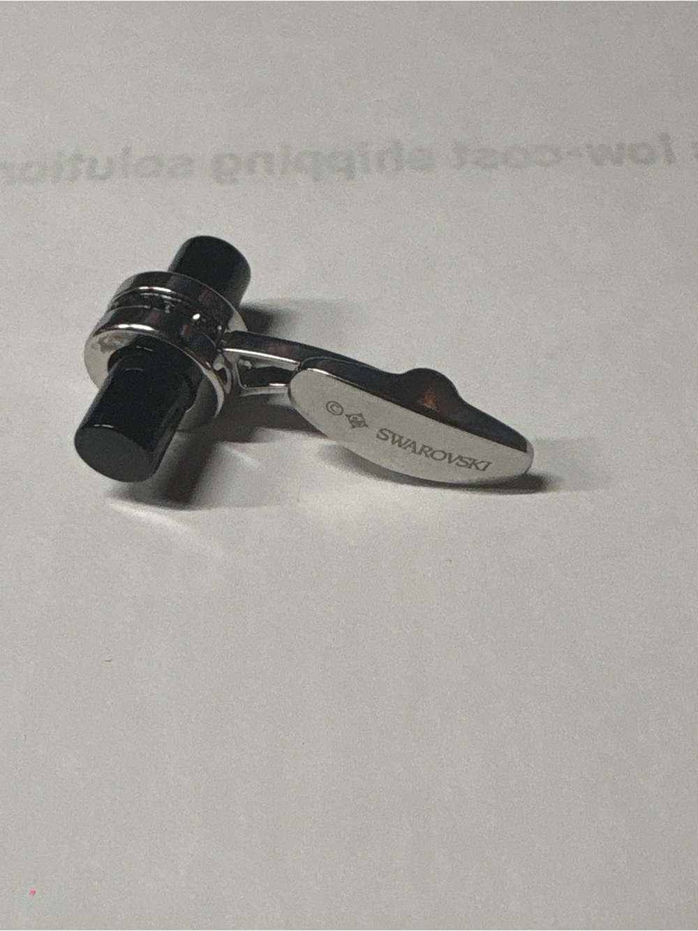 Swarovski Silver and Black Crystal Lever Cufflinks